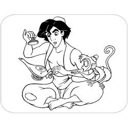 Illustration au trait Aladdin (Films d'Animation) #189284 prête à colorier