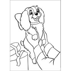 Illustration au trait La Belle et le Clochard (Films d'Animation) #206463 prête à colorier
