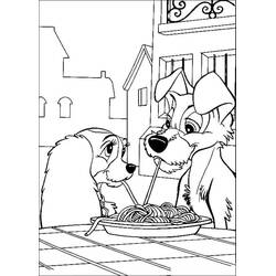 Illustration au trait La Belle et le Clochard (Films d'Animation) #206475 prête à colorier