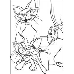Illustration au trait La Belle et le Clochard (Films d'Animation) #206476 prête à colorier