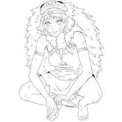 Dessin à colorier: Princesse Mononoké (Films d'Animation) #182063 - Coloriages à Imprimer Gratuits
