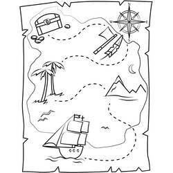 Dessin à colorier: Carte au Trésor (Géographie et Lieux) #211527 - Coloriages à Imprimer Gratuits