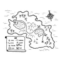 Dessin à colorier: Carte au Trésor (Géographie et Lieux) #211531 - Coloriages à Imprimer Gratuits