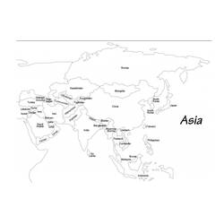 Dessin à colorier: Carte de l’Asie (Géographie et Lieux) #179898 - Coloriages à Imprimer Gratuits