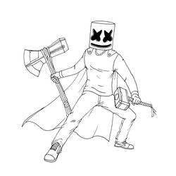 Dessin à colorier: Marshmello Fortnite (Jeux Vidéos) #208254 - Coloriages à Imprimer Gratuits