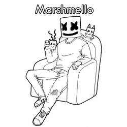 Dessin à colorier: Marshmello Fortnite (Jeux Vidéos) #208271 - Coloriages à Imprimer Gratuits
