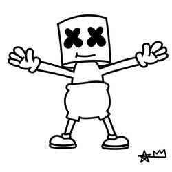 Dessin à colorier: Marshmello Fortnite (Jeux Vidéos) #208288 - Coloriages à Imprimer Gratuits