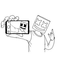 Dessin à colorier: Marshmello Fortnite (Jeux Vidéos) #208297 - Coloriages à Imprimer Gratuits