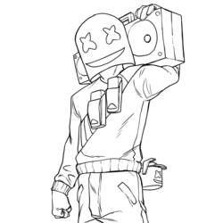 Dessin à colorier: Marshmello Fortnite (Jeux Vidéos) #208303 - Coloriages à Imprimer Gratuits