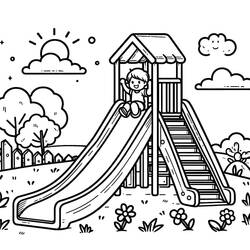 Dessin à colorier: Toboggan (Jouets et Jeux) #218630 - Coloriages à Imprimer Gratuits