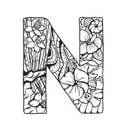 Dessin à colorier: Lettre N (Lettres et alphabet) #194706 - Coloriages à Imprimer Gratuits