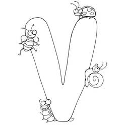 Dessin à colorier: Lettre V (Lettres et alphabet) #194814 - Coloriages à Imprimer Gratuits