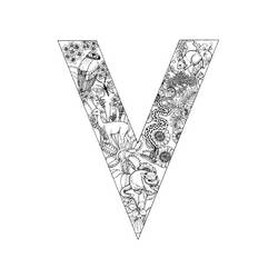 Dessin à colorier: Lettre V (Lettres et alphabet) #194815 - Coloriages à Imprimer Gratuits