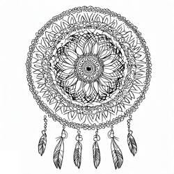 Dessin à colorier: Mandalas Attrape-rêves (Mandalas) #190171 - Coloriages à Imprimer Gratuits