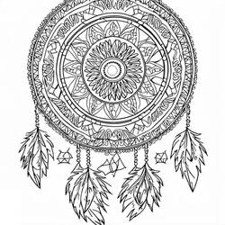 Dessin à colorier: Mandalas Attrape-rêves (Mandalas) #190175 - Coloriages à Imprimer Gratuits