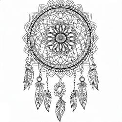 Dessin à colorier: Mandalas Attrape-rêves (Mandalas) #190178 - Coloriages à Imprimer Gratuits