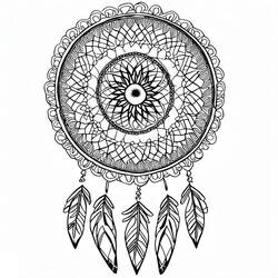 Dessin à colorier: Mandalas Attrape-rêves (Mandalas) #190191 - Coloriages à Imprimer Gratuits