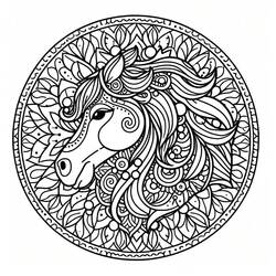 Dessin à colorier: Mandalas Cheval (Mandalas) #213419 - Coloriages à Imprimer Gratuits