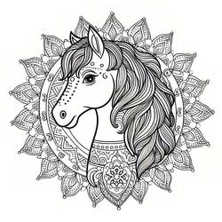 Dessin à colorier: Mandalas Cheval (Mandalas) #213429 - Coloriages à Imprimer Gratuits
