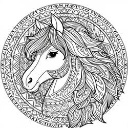 Dessin à colorier: Mandalas Cheval (Mandalas) #213437 - Coloriages à Imprimer Gratuits