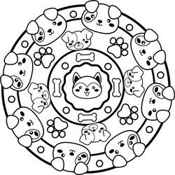 Coloriage Mandalas Chien (Mandalas) #211793 à imprimer et colorier