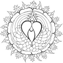 Dessin à colorier: Mandalas Coeur (Mandalas) #116685 - Coloriages à Imprimer
