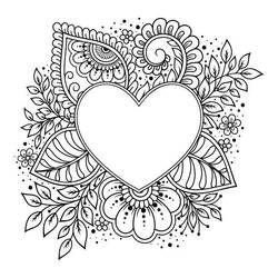 Dessin à colorier: Mandalas Cœur (Mandalas) #171014 - Coloriages à Imprimer Gratuits