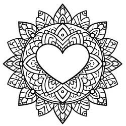 Dessin à colorier: Mandalas Cœur (Mandalas) #218151 - Coloriages à Imprimer Gratuits