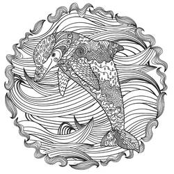 Dessin à colorier: Mandalas Dauphin (Mandalas) #219076 - Coloriages à Imprimer Gratuits