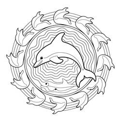 Dessin à colorier: Mandalas Dauphin (Mandalas) #219084 - Coloriages à Imprimer Gratuits