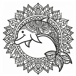 Dessin à colorier: Mandalas Dauphin (Mandalas) #219087 - Coloriages à Imprimer Gratuits