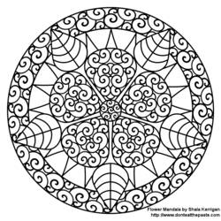 Dessin à colorier: Mandalas Fleurs (Mandalas) #117036 - Coloriages à Imprimer