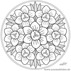 Dessin à colorier: Mandalas Fleurs (Mandalas) #117049 - Coloriages à Imprimer
