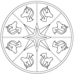 Dessin à colorier: Mandalas Licorne (Mandalas) #174010 - Coloriages à Imprimer Gratuits
