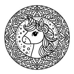 Dessin à colorier: Mandalas Licorne (Mandalas) #218303 - Coloriages à Imprimer Gratuits