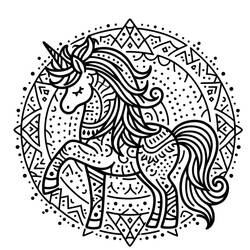 Dessin à colorier: Mandalas Licorne (Mandalas) #218309 - Coloriages à Imprimer Gratuits
