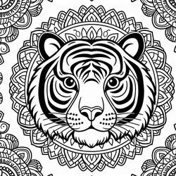 Dessin à colorier: Mandalas Tigre (Mandalas) #221052 - Coloriages à Imprimer Gratuits