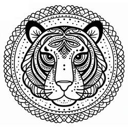 Dessin à colorier: Mandalas Tigre (Mandalas) #221057 - Coloriages à Imprimer Gratuits