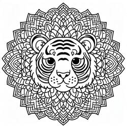 Dessin à colorier: Mandalas Tigre (Mandalas) #221063 - Coloriages à Imprimer Gratuits