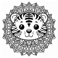 Dessin à colorier: Mandalas Tigre (Mandalas) #221064 - Coloriages à Imprimer Gratuits