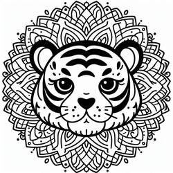 Dessin à colorier: Mandalas Tigre (Mandalas) #221067 - Coloriages à Imprimer Gratuits