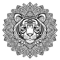 Dessin à colorier: Mandalas Tigre (Mandalas) #221071 - Coloriages à Imprimer Gratuits