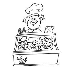 Dessin à colorier: Boulanger (Métiers et Professions) #89854 - Coloriages à imprimer