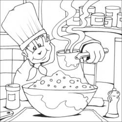 Dessin à colorier: Cuisinier / Cuisinière (Métiers et Professions) #91779 - Coloriages à imprimer