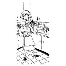 Dessin à colorier: Cuisinier / Cuisinière (Métiers et Professions) #91782 - Coloriages à Imprimer Gratuits