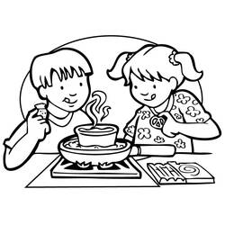 Dessin à colorier: Cuisinier / Cuisinière (Métiers et Professions) #91797 - Coloriages à Imprimer