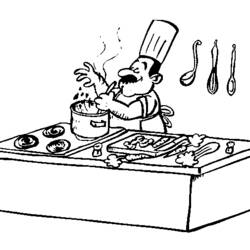 Dessin à colorier: Cuisinier / Cuisinière (Métiers et Professions) #91798 - Coloriages à Imprimer