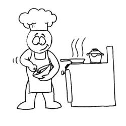 Dessin à colorier: Cuisinier / Cuisinière (Métiers et Professions) #91826 - Coloriages à Imprimer