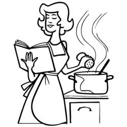 Dessin à colorier: Cuisinier / Cuisinière (Métiers et Professions) #91829 - Coloriages à imprimer