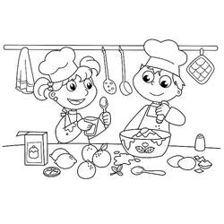 Dessin à colorier: Cuisinier / Cuisinière (Métiers et Professions) #92082 - Coloriages à imprimer